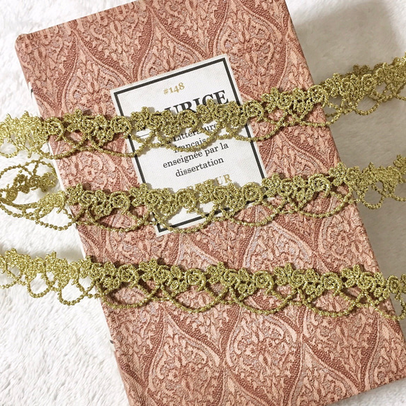 1m 豪華 金糸 花 フラワー 刺繍 レース ブレード ゴールド BK200507 ハンドメイド 手芸 素材 材料 1枚目の画像