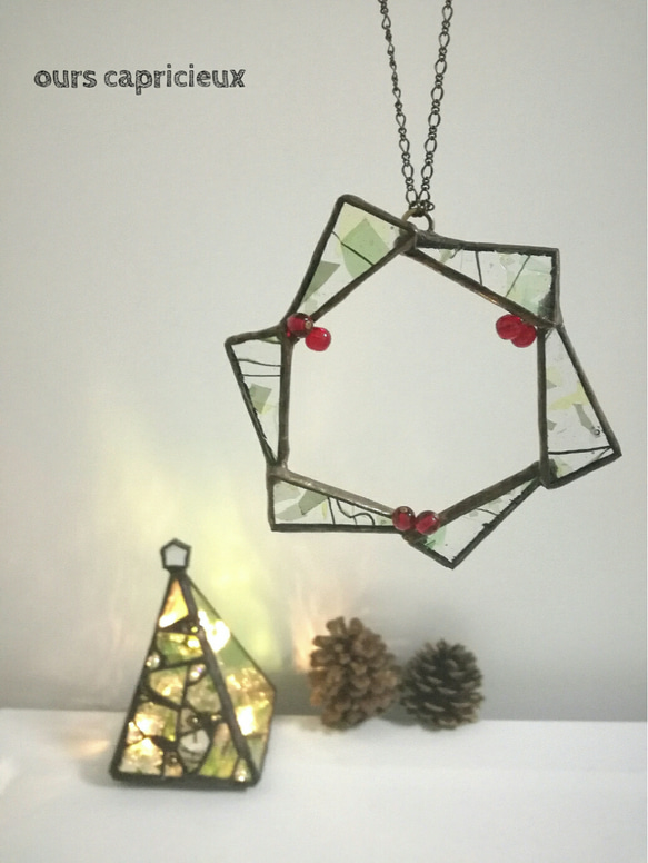 【期間限定クリスマスキャンペーン】Stained Glass/ 赤い実の小さなX'mas wreath 4枚目の画像