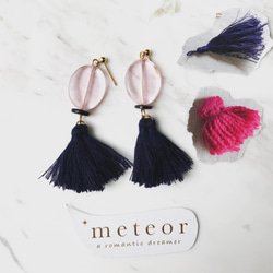 METEOR JEWELRY 粉色流蘇垂墜式耳環《春祭系列》 第1張的照片