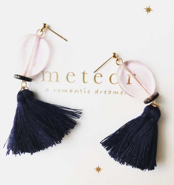 METEOR JEWELRY 粉色流蘇垂墜式耳環《春祭系列》 第2張的照片