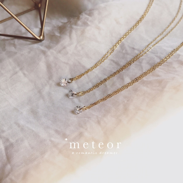 METEOR JEWELRY 925スターリングシルバー18Kゴールドメッキルースダイヤモンドシリーズ鎖骨チェーン（ラブ） 2枚目の画像