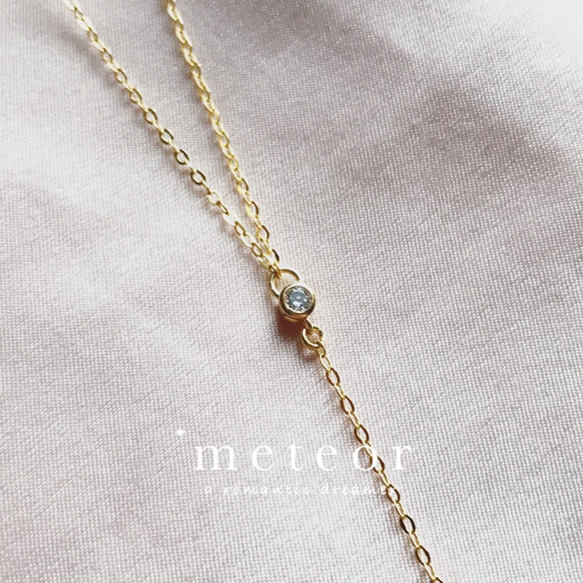 METEOR JEWELRY 925純銀鍍18K金 垂墜鎖骨頸鏈 第2張的照片