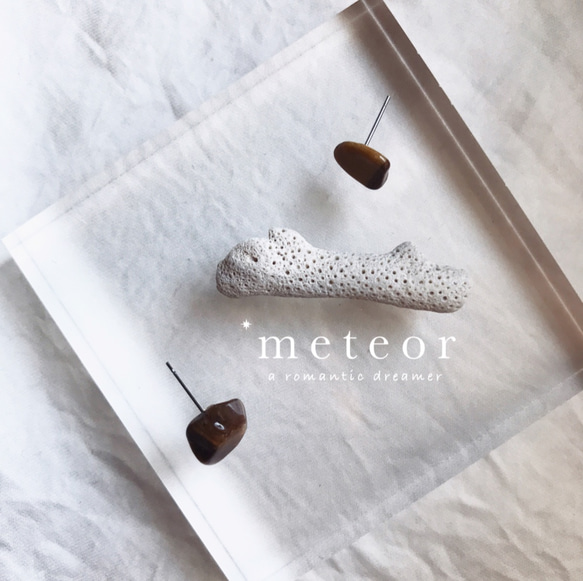 METEOR JEWELRY 極簡天然石頭耳環 貓眼石 第2張的照片