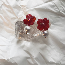 METEORJEWELRY手作りの艶をかけられた花のイヤリング 4枚目の画像
