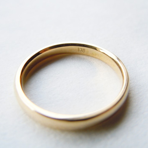 K18 メレダイヤひと粒甲丸ピンキーリング/巾2.6㎜ 指輪・リング petit