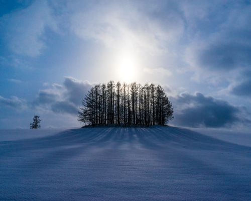 北海道美瑛町の風景 A4写真プリント ガラス入り額装 ～冬のマイルドセブンの丘～ 0_3dcef581d2e0d93de852a909b713