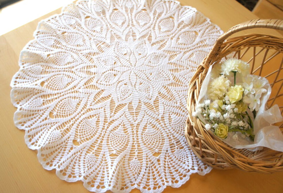 No.120【再販】パイナップル編みテーブルセンタードイリー テーブル