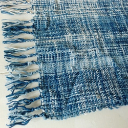 C7　藍の手紡ぎ綿　ミニフリークロス　手織り 3枚目の画像