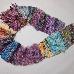 アートヤーンのマフラー　手紡ぎ　手編み 10枚目の画像