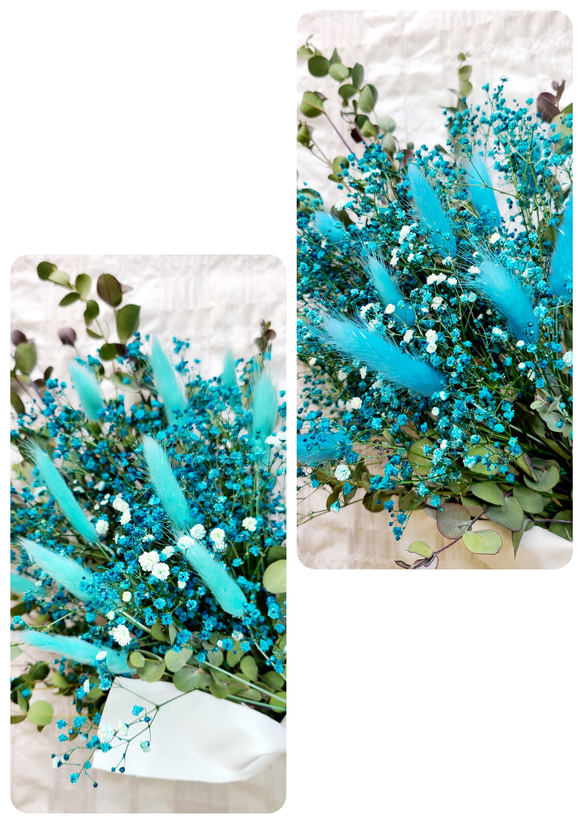 fs アクアブルーかすみ草のナチュラルスワッグ 「清らかな心」「幸福」 2枚目の画像