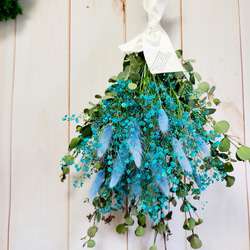 fs アクアブルーかすみ草のナチュラルスワッグ 「清らかな心」「幸福」 3枚目の画像