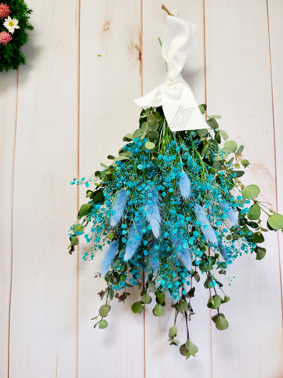 fs アクアブルーかすみ草のナチュラルスワッグ 「清らかな心」「幸福」 3枚目の画像