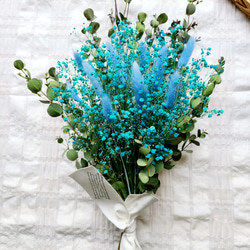 fs アクアブルーかすみ草のナチュラルスワッグ 「清らかな心」「幸福」 4枚目の画像