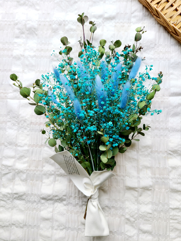 fs アクアブルーかすみ草のナチュラルスワッグ 「清らかな心」「幸福」 4枚目の画像