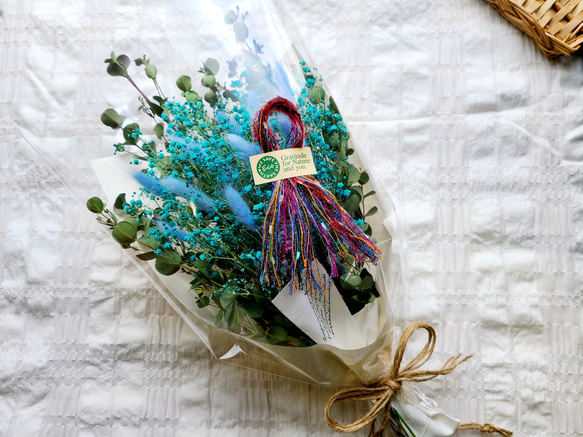 fs アクアブルーかすみ草のナチュラルスワッグ 「清らかな心」「幸福」 5枚目の画像