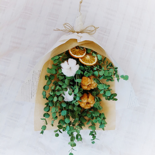 fd 天然コットンのナチュラルスワッグ 『ホワイト×ブラウン』 ドライ