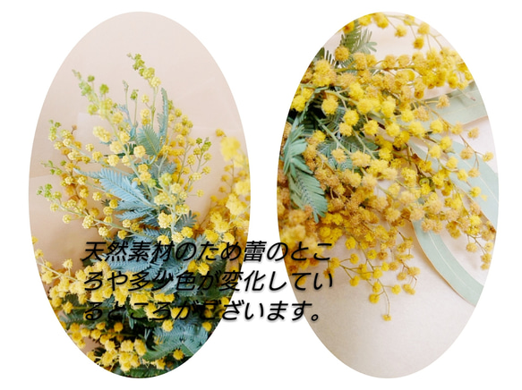 【送料無料】fd ミモザと紫陽花のナチュラルリース 6枚目の画像