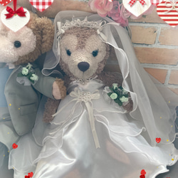 ダッフィー&シェリーメイSサイズ☆結婚式ウエディングドレス☆ウエルカムドール 4枚目の画像