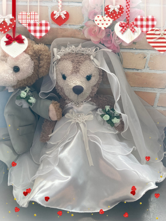 ダッフィー&シェリーメイSサイズ☆結婚式ウエディングドレス☆ウエルカムドール 4枚目の画像