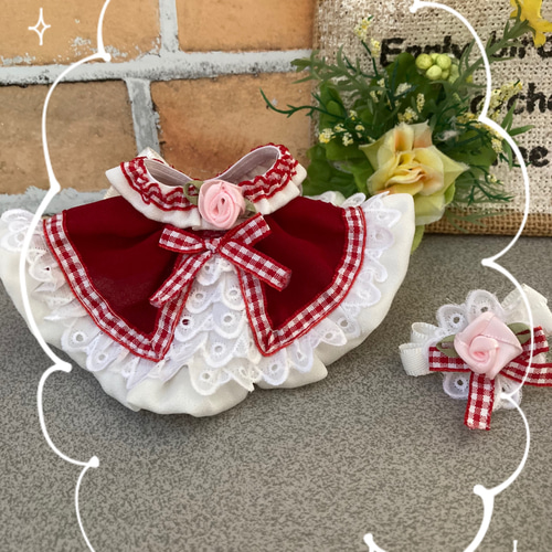 最終 ステラルー ぬいぐるみバッチ 赤チェック2点コスチューム 最終 ステラルー ぬいぐるみバッチ 赤チェック2点コスチューム