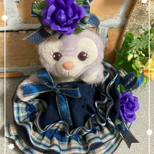 ステラルー ぬいぐるみバッチ 茶チェック2点コスチューム