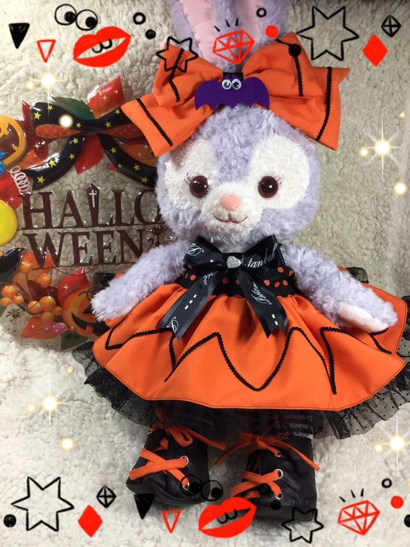 ステラルーSサイズ☆コスチューム☆ハロウィン8点セット☆ペチコート付きオレンジ キャミワンピース 2枚目の画像