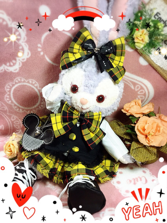 ステラルーSサイズ☆制服コスチューム☆黄色黒チェック9点セット