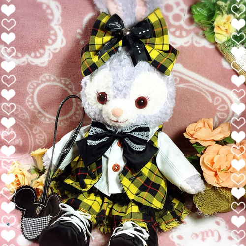 ステラルーSサイズ☆制服コスチューム☆黄色黒チェック9点セット