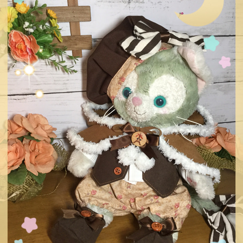 ☆ジェラトーニSサイズ☆コスチューム☆茶色花柄9点セット ☆合皮  