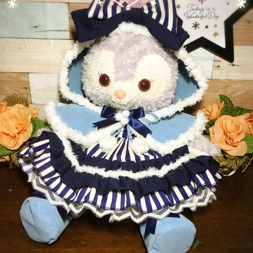 ステラルーSサイズ☆コスチューム☆紺ストライプ6点セット☆水色ボア