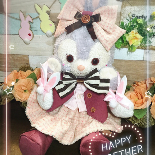 ステラルーSサイズ☆うさ耳ピンクチェック コスチューム9点セット