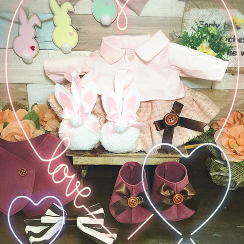 ステラルーSサイズ☆うさ耳ピンクチェック コスチューム9点セット