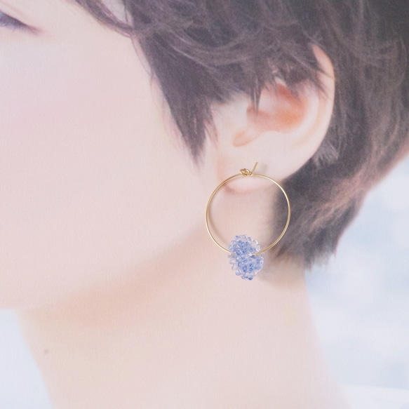 14kgf Mizore earrings Lt, Blue・みぞれのフープピアス/イヤリング（ライトブルー） 4枚目の画像