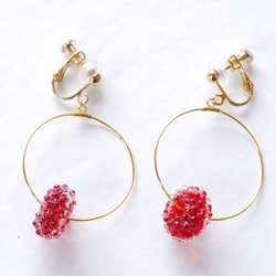 14kgf Mizore hoops Red・みぞれのフープピアス/イヤリング（赤） 3枚目の画像