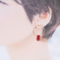 14kgf Mizore hoops Red・みぞれのフープピアス/イヤリング（赤） 4枚目の画像