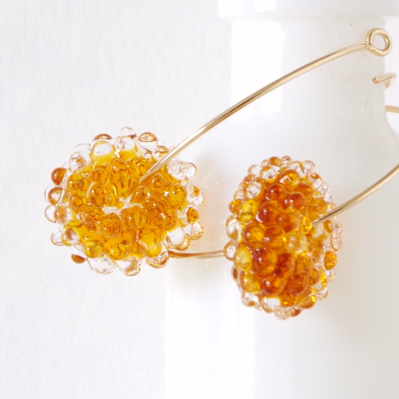 14kgf  Mizore hoops Amber・みぞれのフープピアス/イヤリング（琥珀色） 1枚目の画像