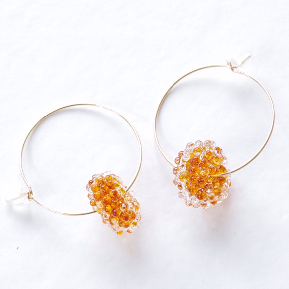 14kgf  Mizore hoops Amber・みぞれのフープピアス/イヤリング（琥珀色） 2枚目の画像