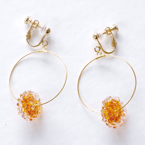 14kgf  Mizore hoops Amber・みぞれのフープピアス/イヤリング（琥珀色） 3枚目の画像