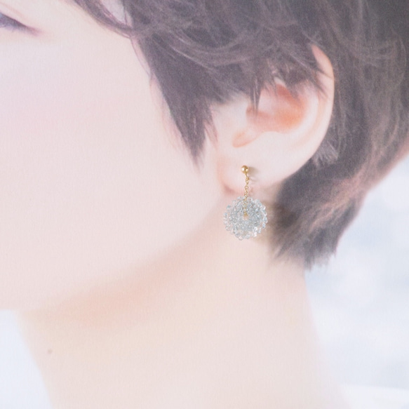 14kgf Mizore earrings Ice Blue・ゆれるみぞれのピアス/イヤリング（アイスブルー） 3枚目の画像