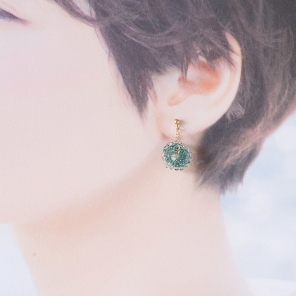 14kgf Mizore earrings Teel Green・ゆれるみぞれのピアス/イヤリング（青緑） 3枚目の画像