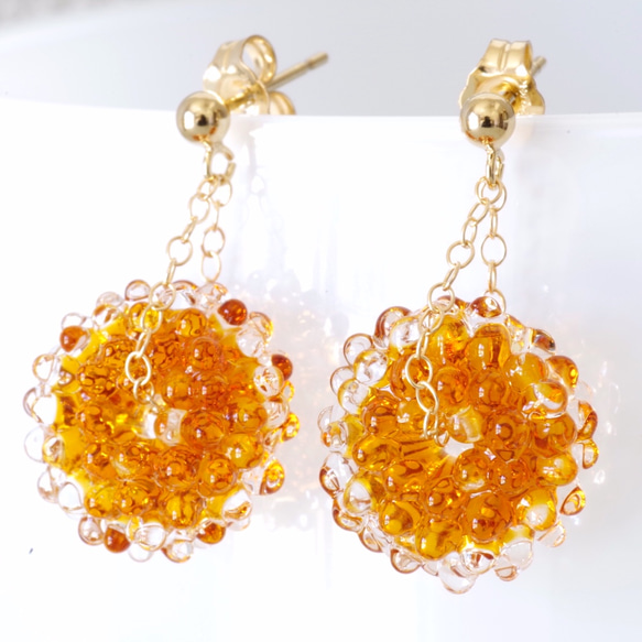 14kgf Mizore earrings Amber・ゆれるみぞれのピアス/イヤリング（琥珀色） 2枚目の画像