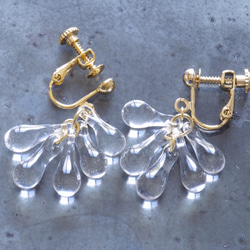 【こけしの蚤の市】Raindrops short earrings(Gold色金具）ピアス/イヤリング 2枚目の画像