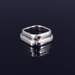 天然藍寶石x天然紅寶石x純銀方形戒指(JR1702)/ Natural Sapphire Square-Ring 第5張的照片