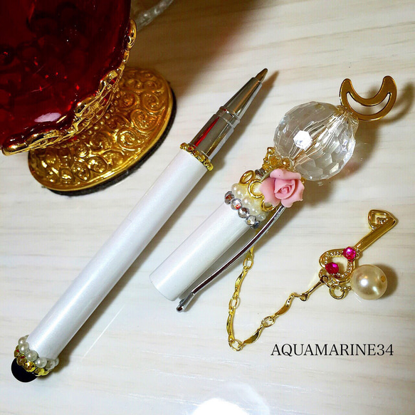 【2way☆タッチペン&ボールペン】銀水晶と魔法の鍵セレニティ 2枚目の画像