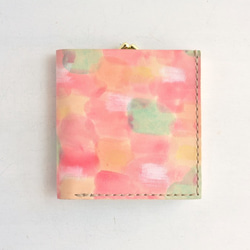 革の手染め財布　「キャンディ No.13（がま口の二つ折り財布）」 1枚目の画像