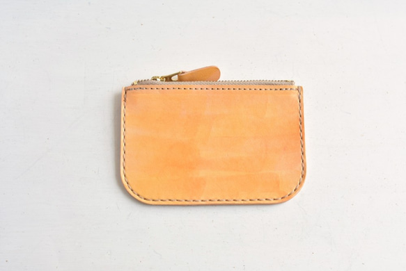 [促銷] 手工染色皮革錢包“Mikan No.42（拉鍊零錢包/零錢包）” 第1張的照片