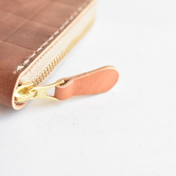 革の手染め財布　「チョコレート No.19（ラウンドファスナー小銭入れ/コインケース）」 5枚目の画像