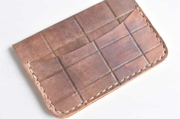 革の手染めカードケース　「チョコレート No.16（薄い名刺入れ）」 2枚目の画像
