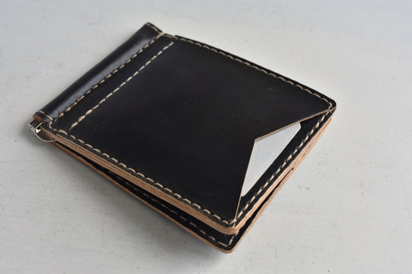 皮革手染錢包“黑色24號（錢夾）” 第3張的照片
