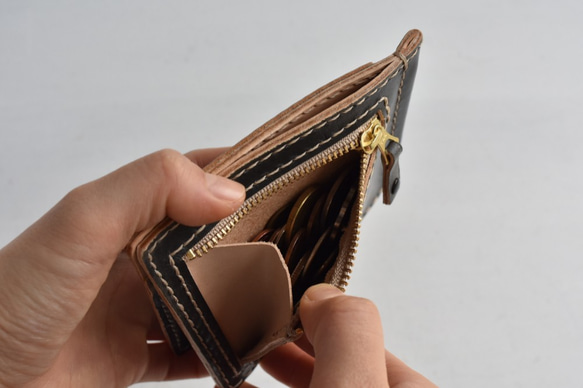 皮革手染錢包“黑色24號（錢夾）” 第4張的照片